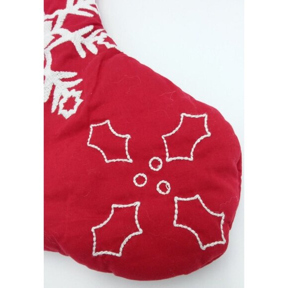 Pottery Barn Kids Olivia Christmas Stocking Snowflake Holiday Quilted Red - Picture 4 of 10